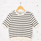Pulover tricotat Porter alb cu dungi negre
