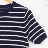Pulover tricotat Porter bleumarin cu dungi albe