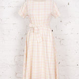 Rochie Pearl din in carouri roz-galbene