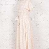 Rochie Pearl din in carouri roz-galbene
