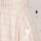 Rochie Pearl din in carouri roz-galbene