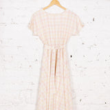 Rochie Pearl din in carouri roz-galbene