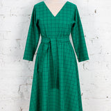 Rochie Pearl cu anchior din bumbac verde cu carouri