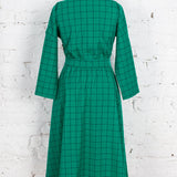 Rochie Pearl cu anchior din bumbac verde cu carouri