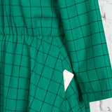 Rochie Pearl cu anchior din bumbac verde cu carouri