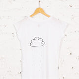 Tricou pictat "Nuages de joie" alb