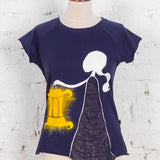 Tricou pictat și deșirat "Lumière" bleumarin
