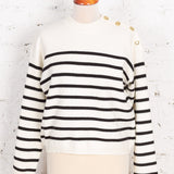 Pulover din tricot Amelia crem cu dungi