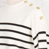 Pulover din tricot Amelia crem cu dungi