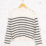 Pulover din tricot Amelia crem cu dungi