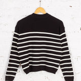 Pulover din tricot Amelia negru cu dungi