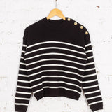 Pulover din tricot Amelia negru cu dungi