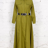 Rochie cămașă Selia din bumbac verde măsliniu