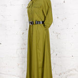Rochie cămașă Selia din bumbac verde măsliniu