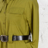 Rochie cămașă Selia din bumbac verde măsliniu