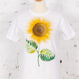 Tricou pictat Floarea Soarelui alb
