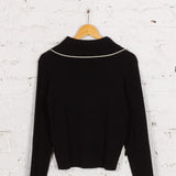 Bluză din tricot cu guler cravată Verity neagră