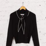 Bluză din tricot cu guler cravată Verity neagră