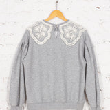 Bluză Elodie gri cu guler din dantelă