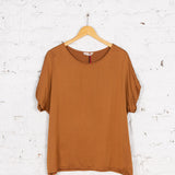 Bluza largă cu mătase Ilga camel satinat