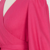 Bluză petrecută cu volan Juno din in fucsia