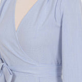 Bluză petrecută cu peplum Faith din bumbac bleu