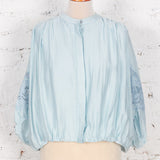 Cămașă cu broderie spartă Helena bleu