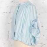 Cămașă cu broderie spartă Helena bleu