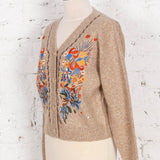 Cardigan tricotat cu broderie Elora bej