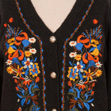 Cardigan tricotat cu broderie Elora negru