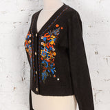 Cardigan tricotat cu broderie Elora negru