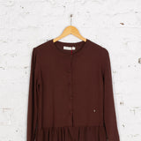 Cardigan din tricot cu peplum Pascal maro