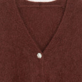 Cardigan cu mohair și lână Fable castaniu