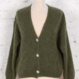 Cardigan cu mohair și lână Fable kaki