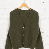 Cardigan cu mohair și lână Fable kaki