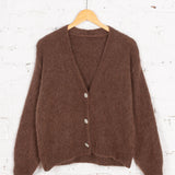 Cardigan cu mohair și lână Fable maro