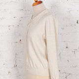 Cardigan din tricot cu guler din dantelă Miller crem