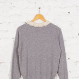 Cardigan din tricot cu guler din dantelă Miller gri