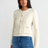 Cardigan tricotat Paola ivory