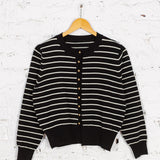 Cardigan tricotat Bliss negru cu dungi