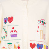 Cardigan tricotat Kiran crem cu broderie