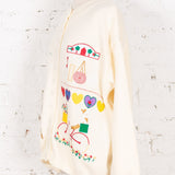 Cardigan tricotat Kiran crem cu broderie