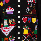 Cardigan tricotat Kiran negru cu broderie