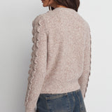 Beige Inez Frilled Knitted Cardigan