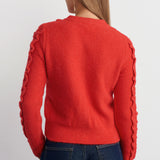 Red Inez Frilled Knitted Cardigan