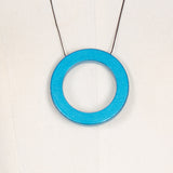 Wood pendant Mokko Zen necklace in metallic turquoise 