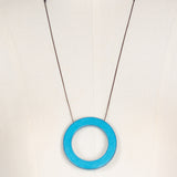 Wood pendant Mokko Zen necklace in metallic turquoise 