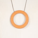 Wood pendant Mokko Zen necklace in metallic cooper