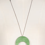 Wood pendant Mokko Serenety necklace in metalic green