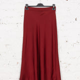 Fustă lungă pe bie Elina bordo satinat